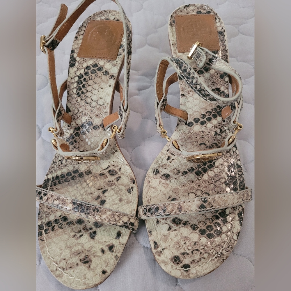 Worn Once!! Tory Burch Kitten Snakeskin Sandals!